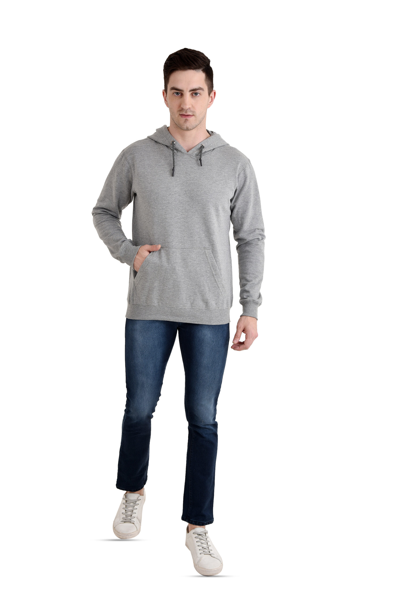 Men Basic Hoody GREY MELANGE - Image 4