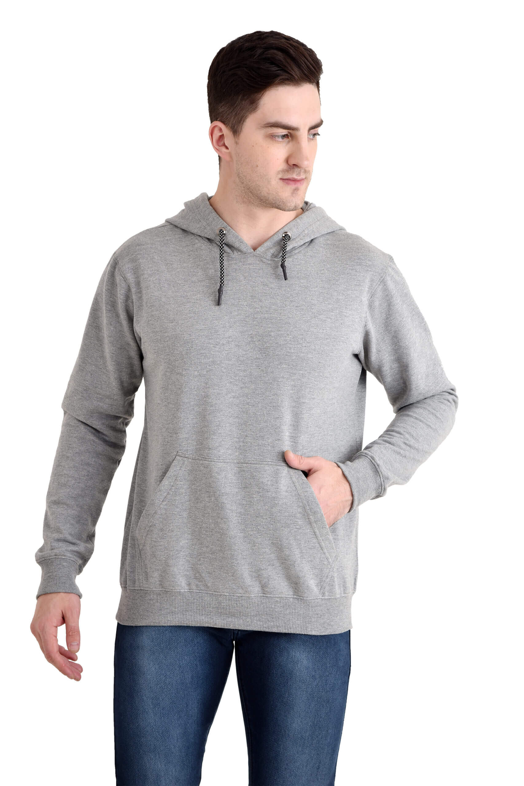 Men Basic Hoody GREY MELANGE - Image 3