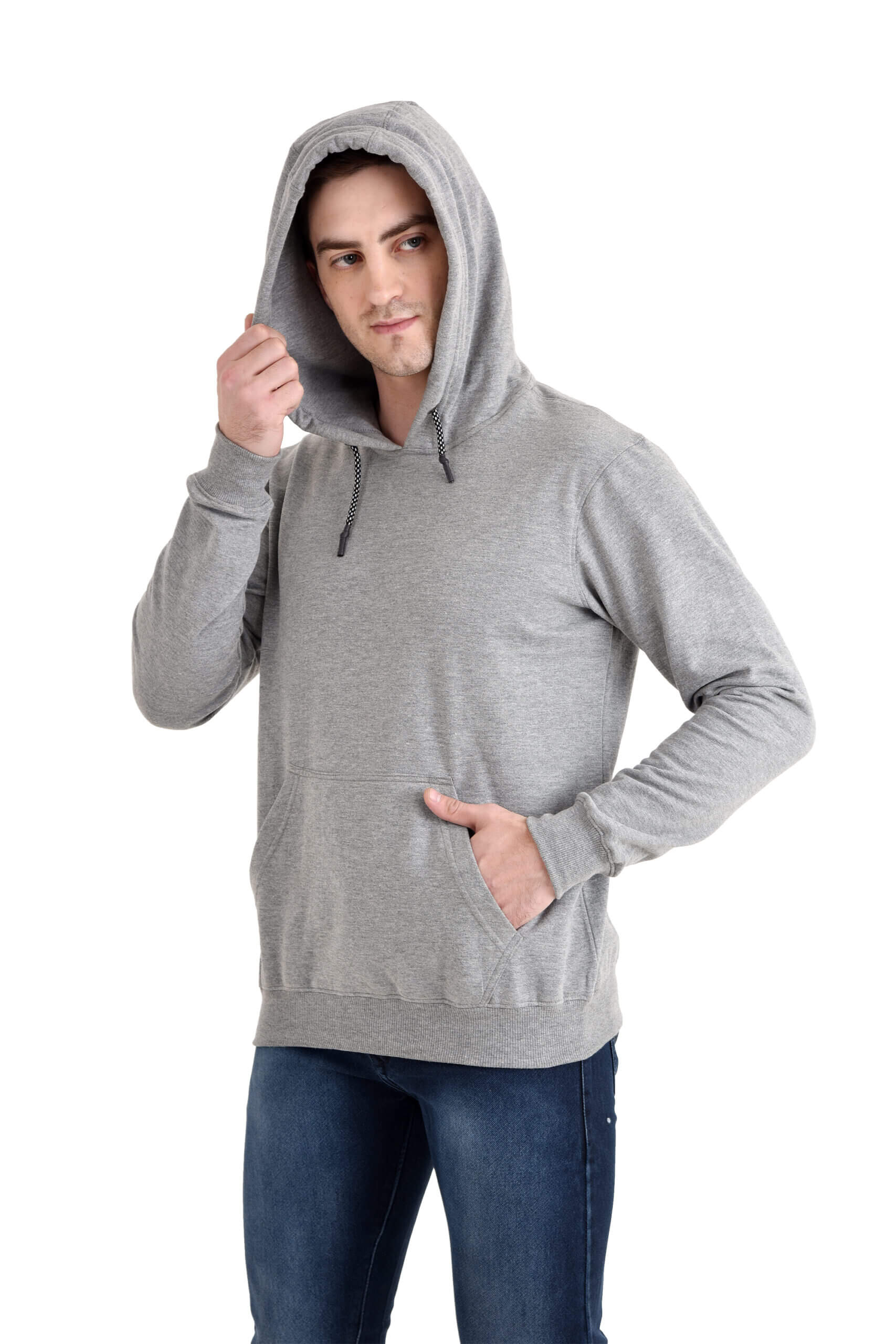 Men Basic Hoody GREY MELANGE