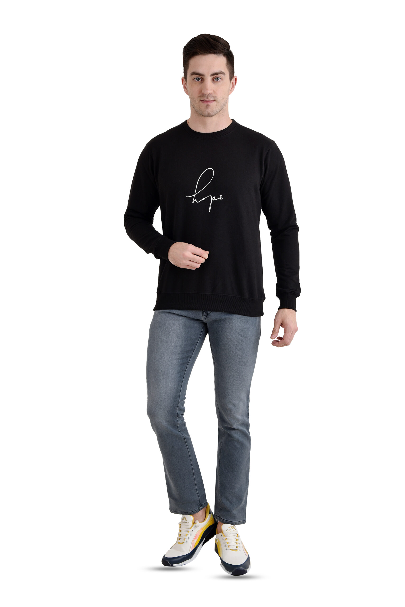 Men Round Neck Printed Sweatshirt Black - Image 2