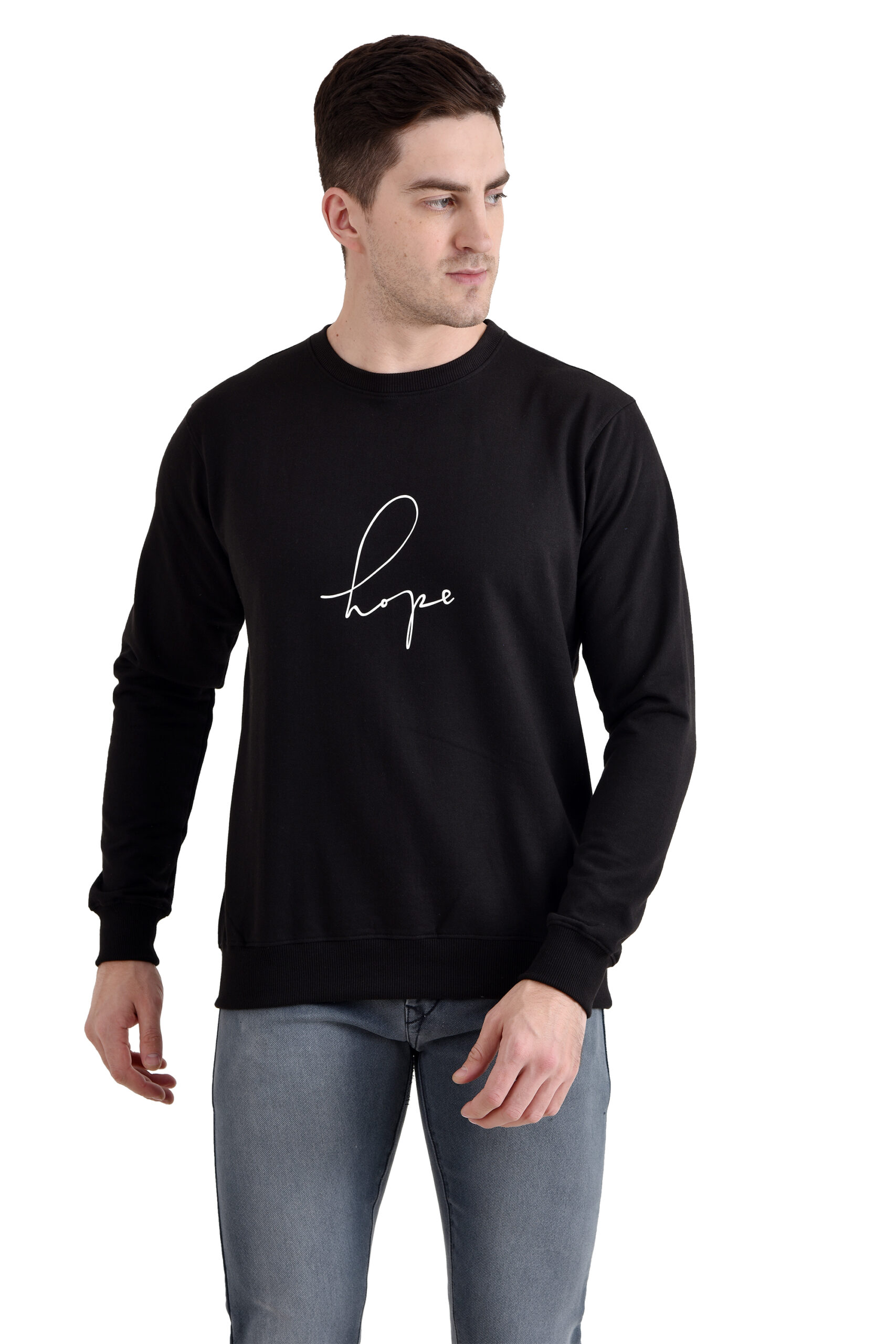 Men Round Neck Printed Sweatshirt Black - Image 4