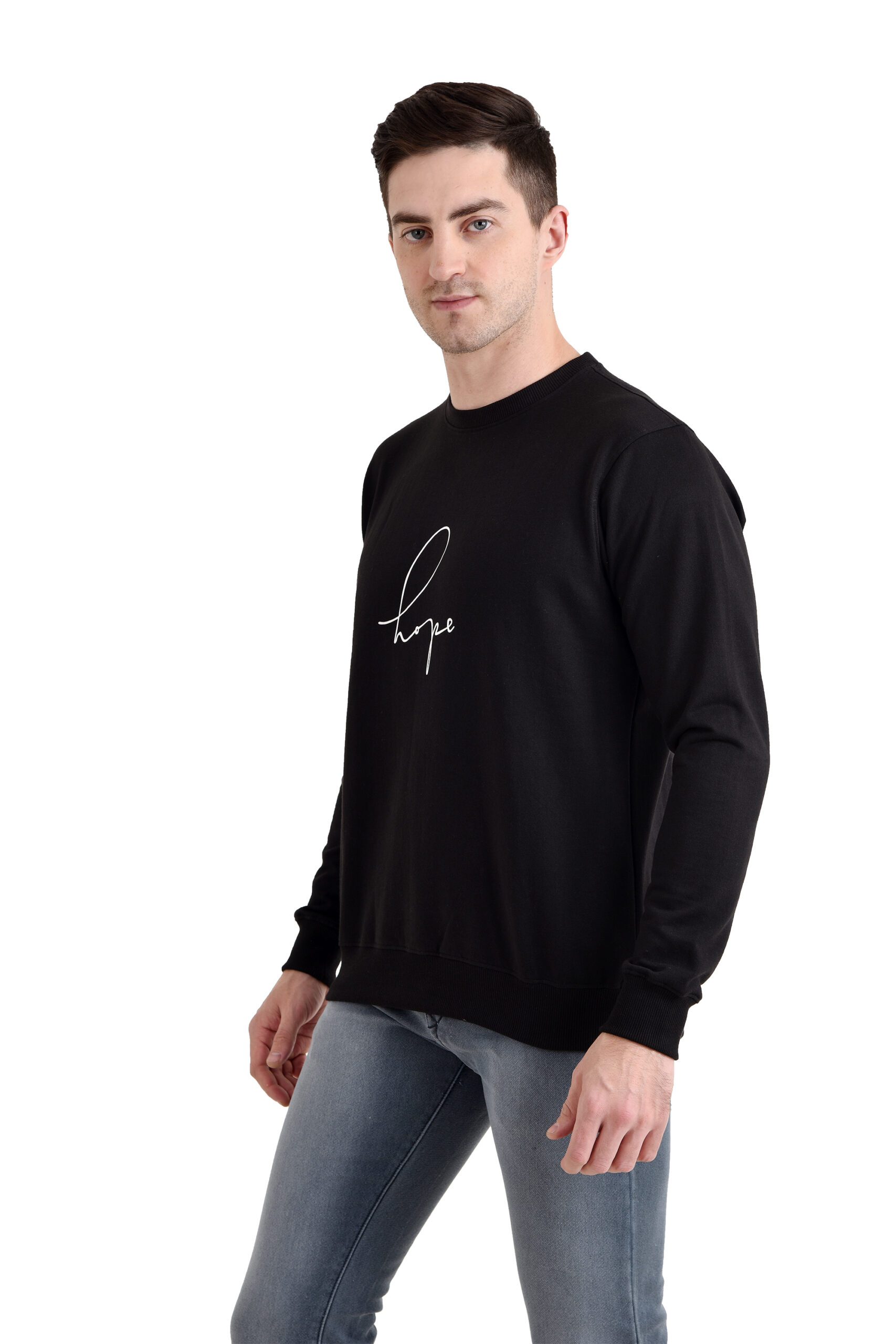Men Round Neck Printed Sweatshirt Black - Image 7