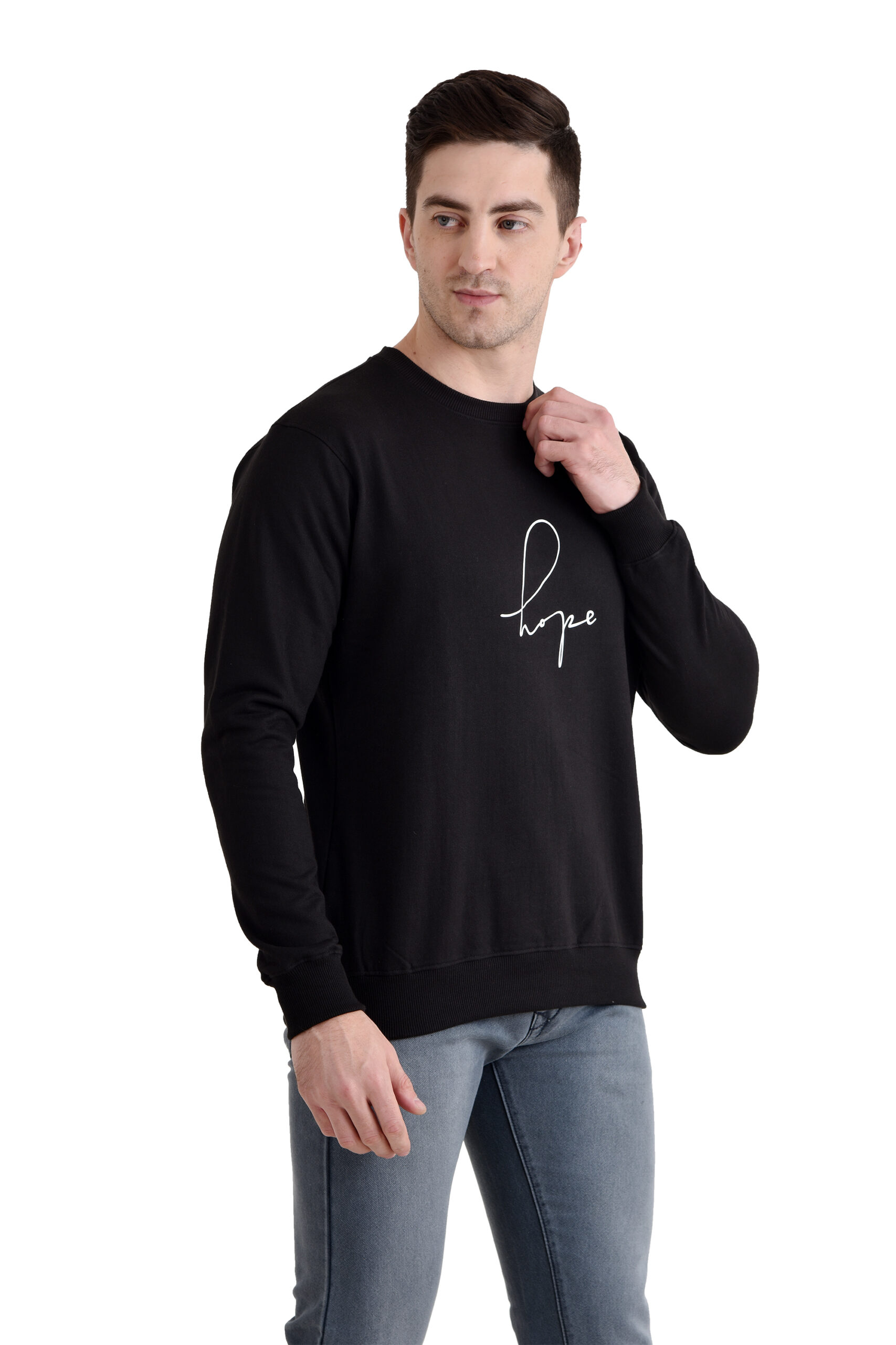Men Round Neck Printed Sweatshirt Black - Image 6