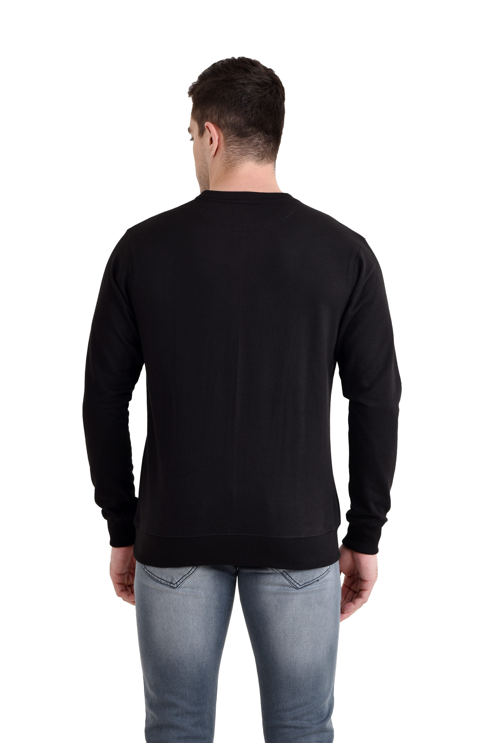Men Round Neck Printed Sweatshirt Black - Image 5