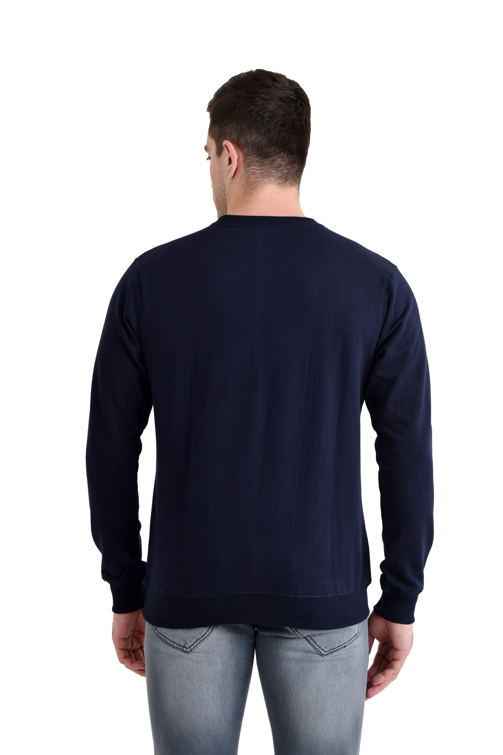 Men Round Neck Printed Sweatshirt NAVY - Image 4