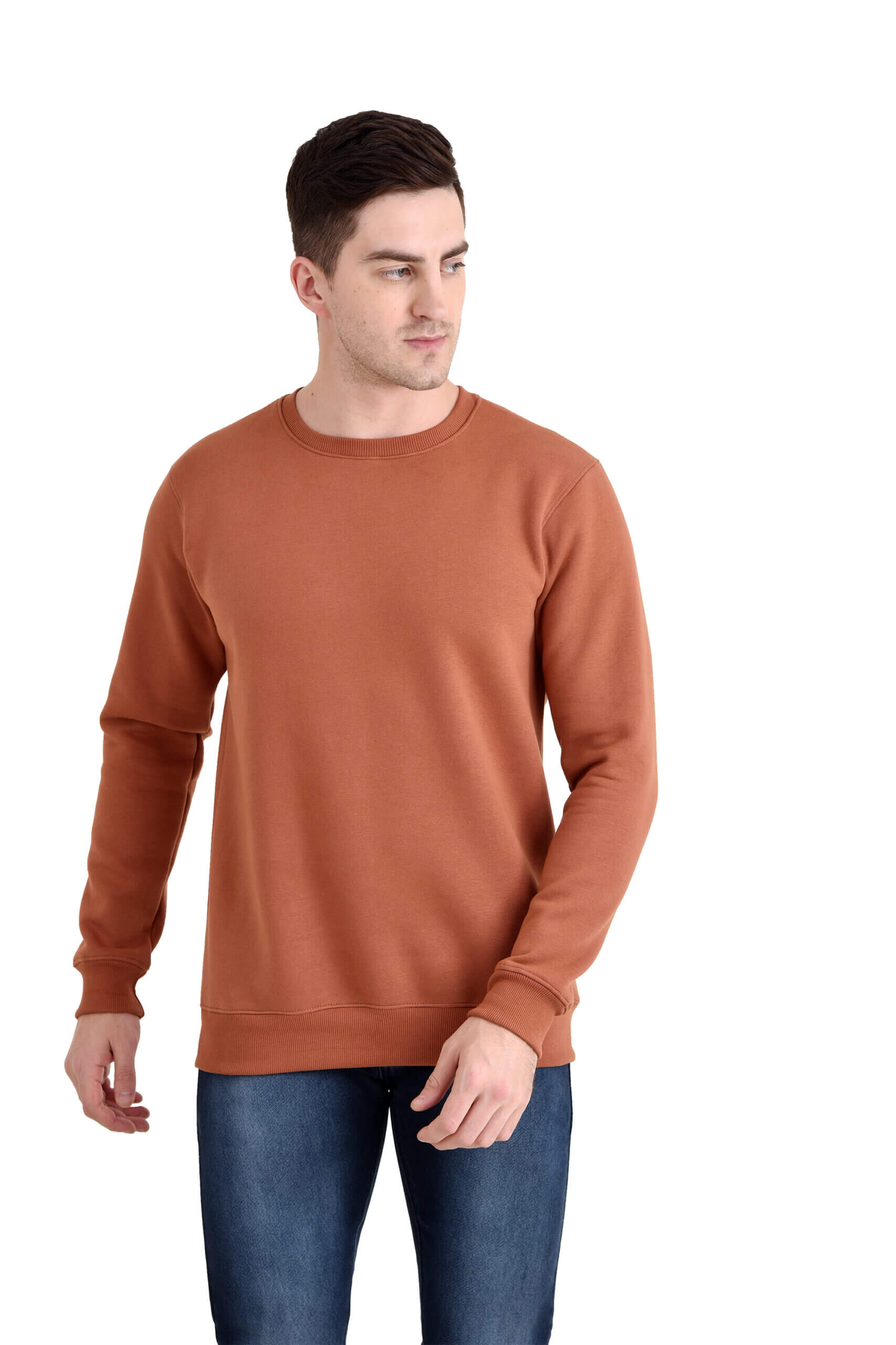 Men Round Neck Classic Sweatshirt Copper