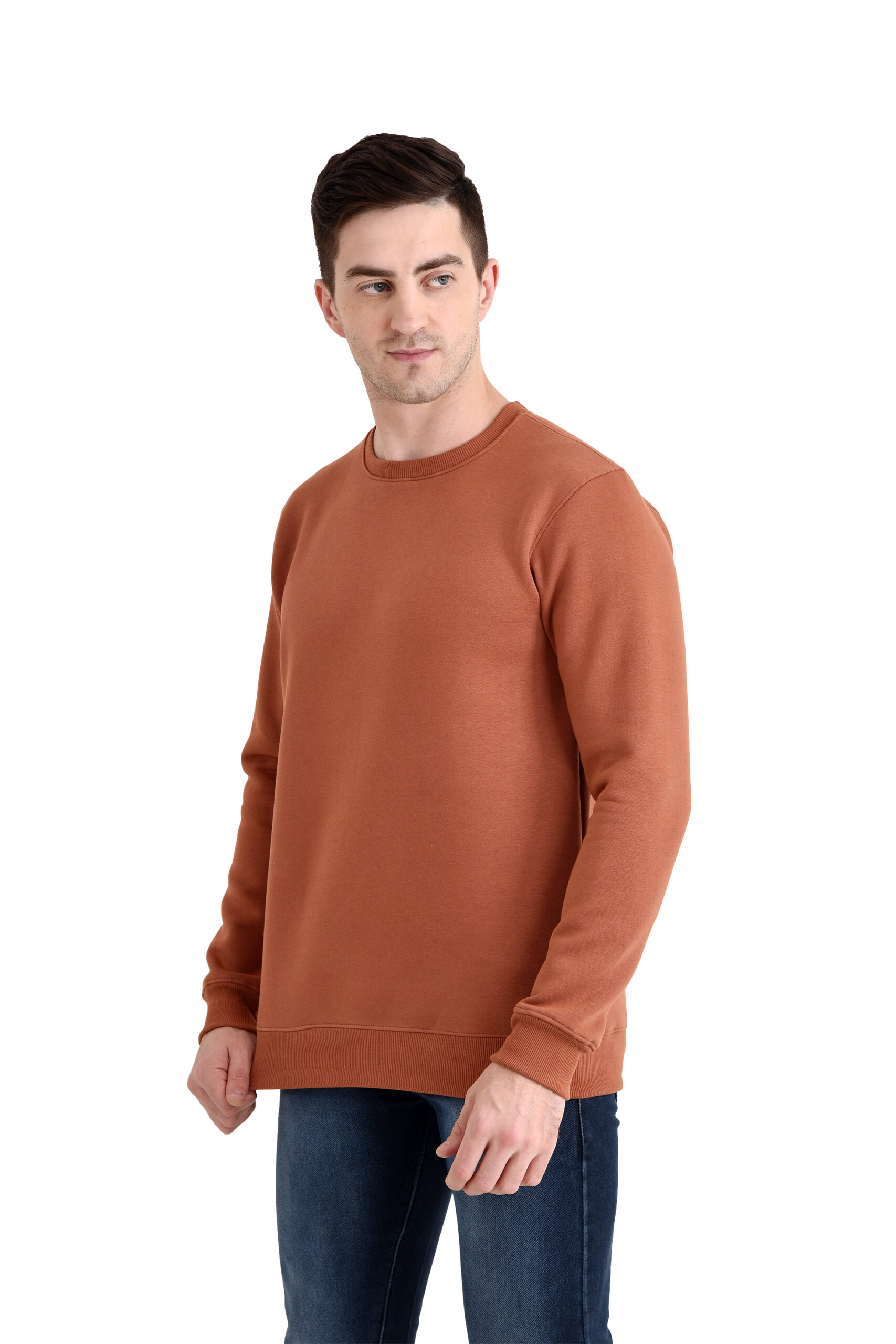 Men Round Neck Classic Sweatshirt Copper - Image 5