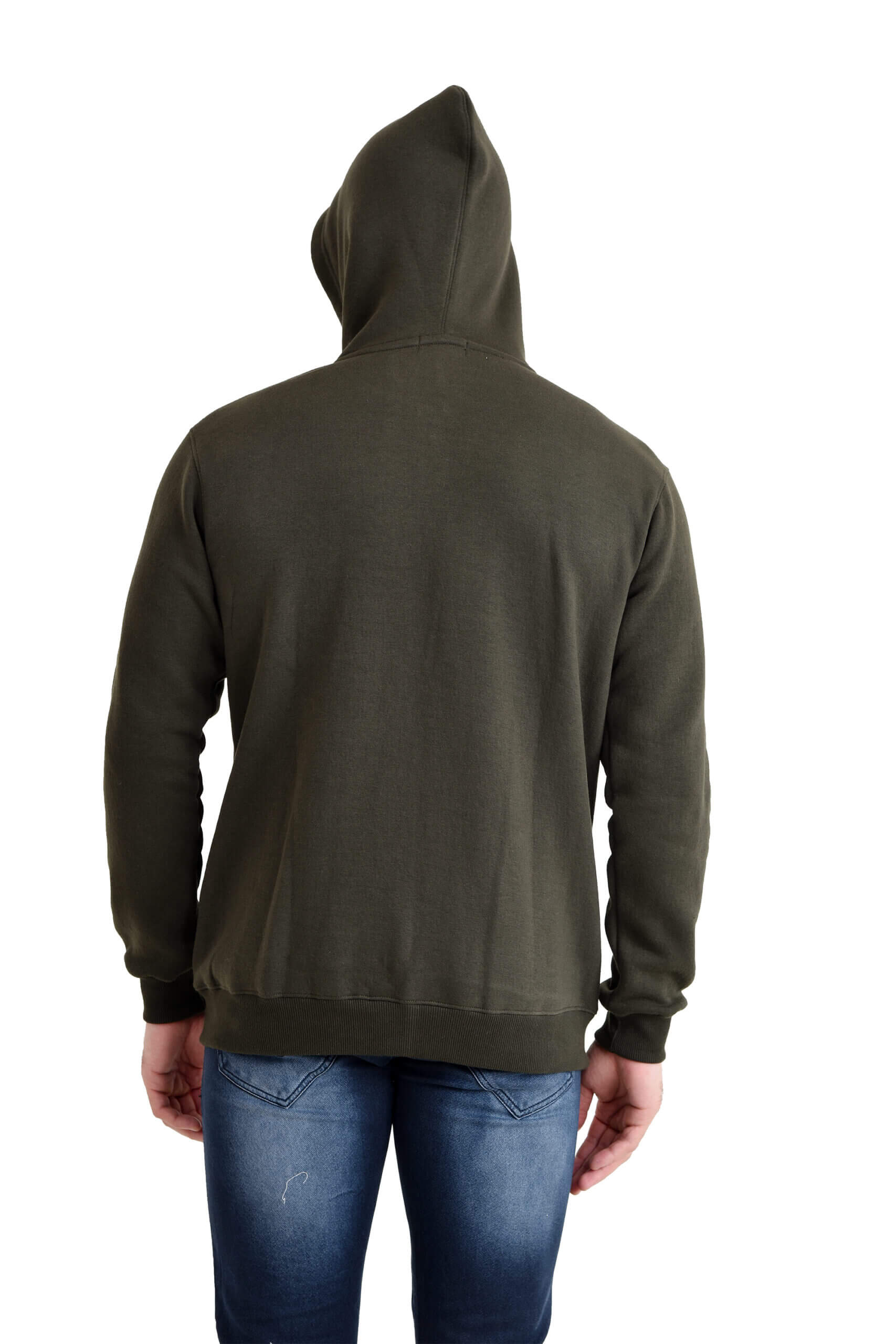 Men Basic Full Zipper Hoody OLIVE - Image 6