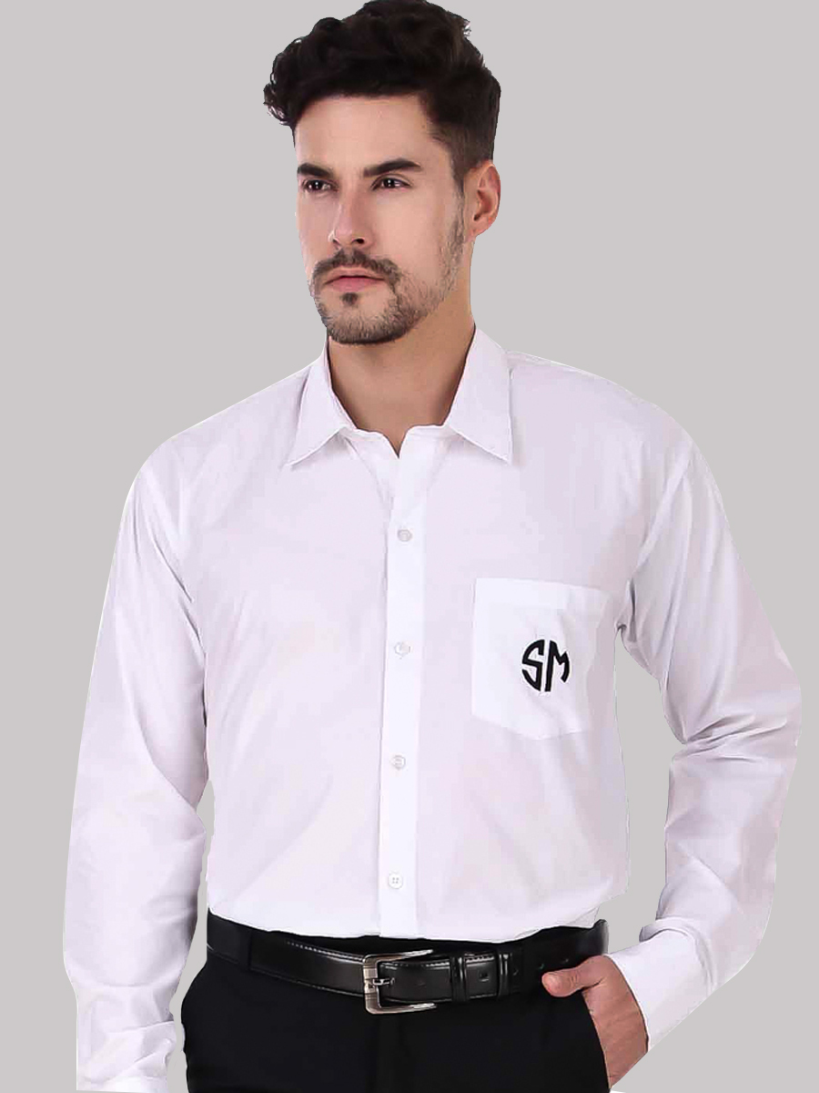 White Logo Embriodred Corporate Shirt