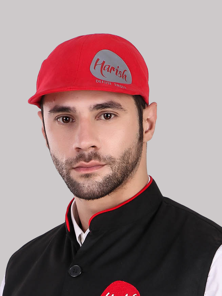 Red Flat Cap with Brand Logo Printing
